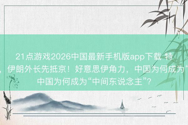 21点游戏2026中国最新手机版app下载 特朗普还没上飞机,伊朗外长先抵京!好意思伊角力,中国为何成为“中间东说念主”?